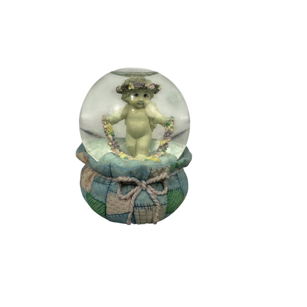 Westland Resin Angel Snow Globe D6514 Floral Glass Glitter Rare Vintage